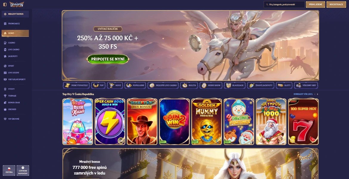 Divaspins Casino přihlášení a registrace
