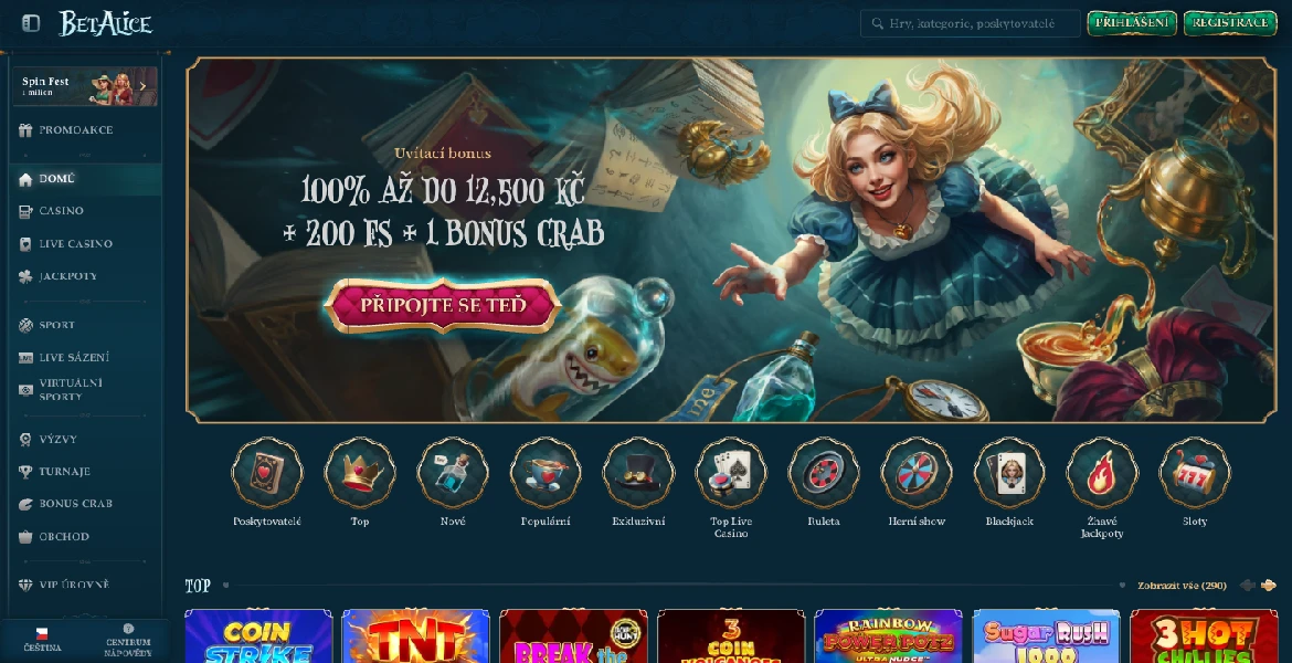 BetAlice Casino přihlášení a registrace